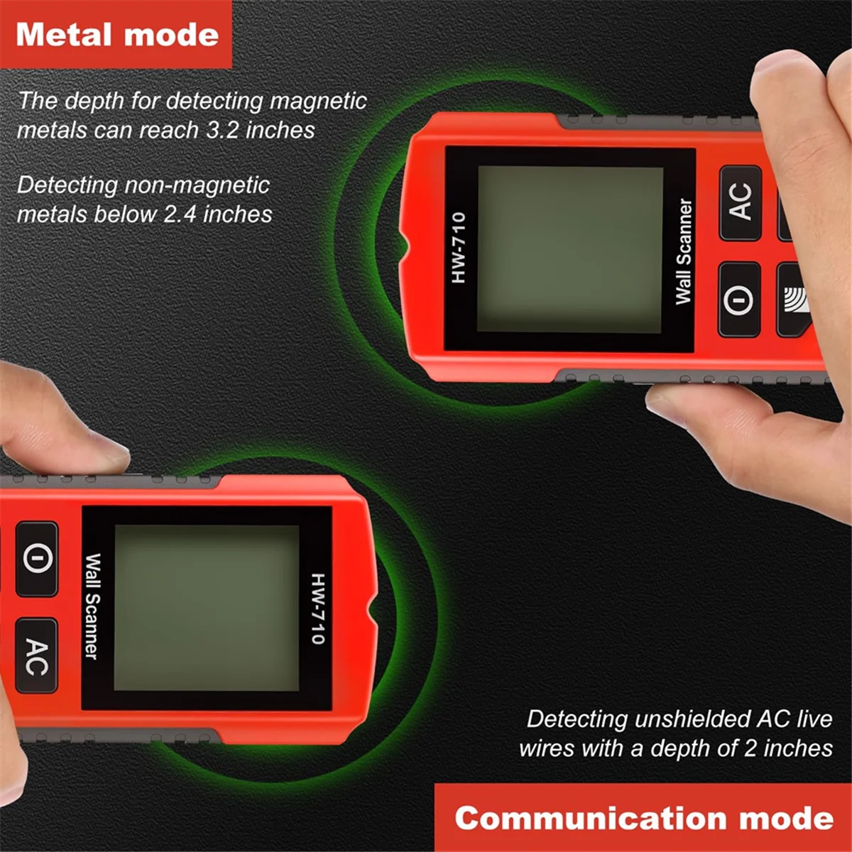 ماسح ضوئي للحائط من ABJZ، أداة مكتشف مسامير الحائط 7 في 1 مع إنذار، كاشف مسمار الحوائط الجافة الكهربائية، مكتشف شعاع محمول باليد