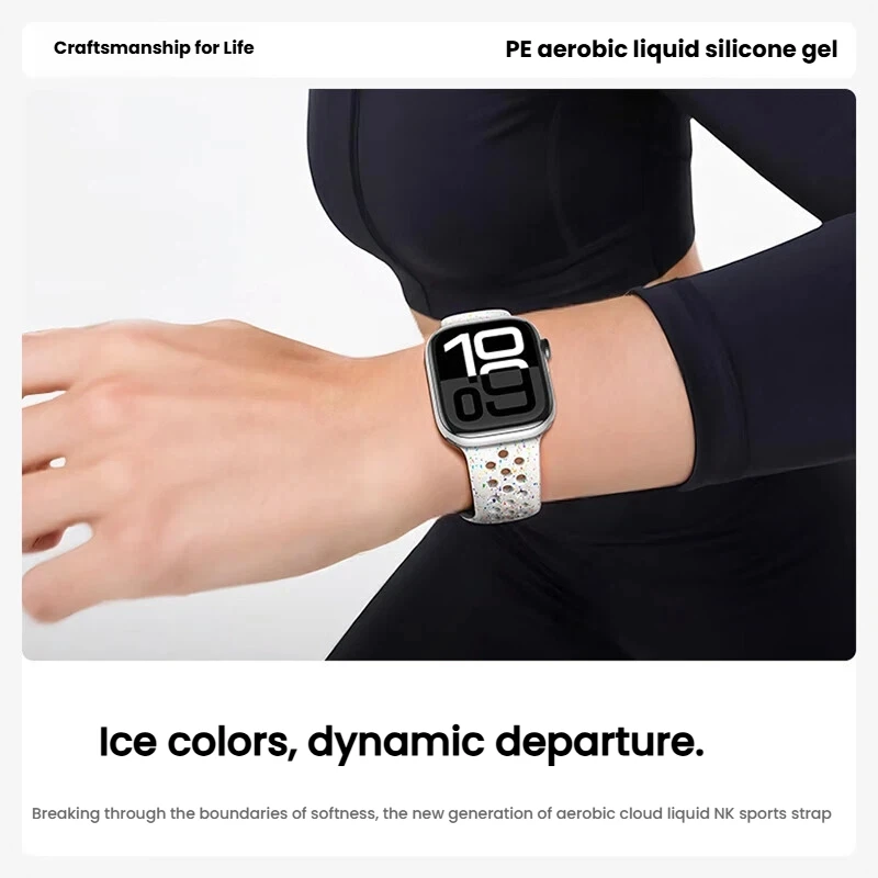 สายซิลิโคนสำหรับ Apple Ultra 2 49 มม. สายรัดข้อมือระบายอากาศ สำหรับ IWatch Series 9 8 7 6 SE 4 3 2 46 มม. 44 มม. 45 มม. 42 มม. 41 มม.