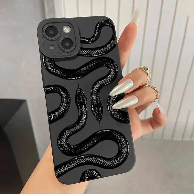 Snake Graphic Print Phone Case For iPhone 15 14 13 12 11 Pro Max 13 Mini XS XR X 7 8 Plus Shockproof Silicone Bumper Back Cover