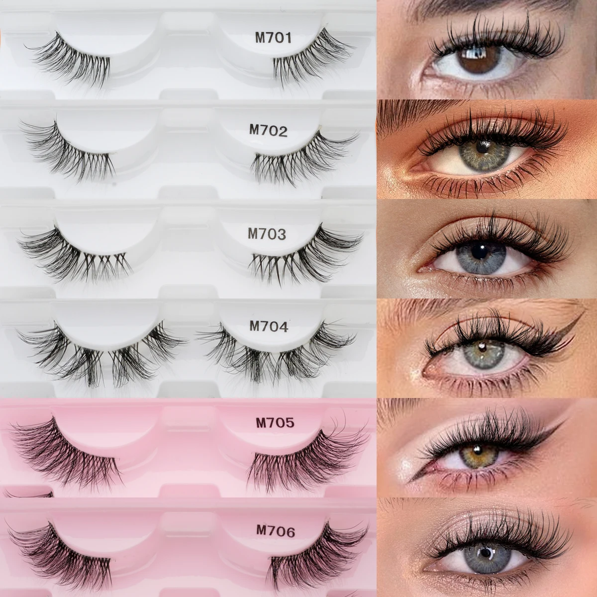 YSDO New 3/7/10 Pairs Half Lashes Natural Long Fake Eyelashes Handmade Fluffy Cat Eye Lashes 3D Mink Lashes Extensiones Make up