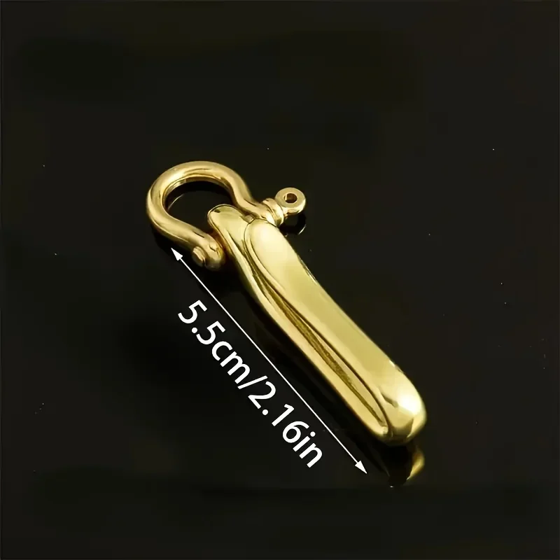 Handmade Brass U-Shaped Keychain Durable Waist Pendant Accessory With Security Screw Lock Multifunctional Adjustable Key Hook