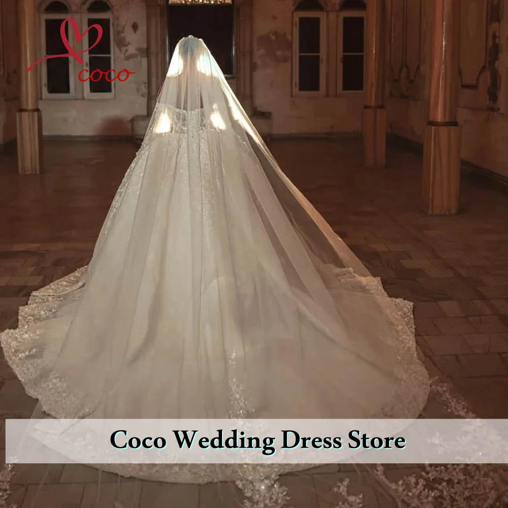 فساتين زفاف فاخرة مخصصة على شكل كرة فساتين زفاف فاخرة على شكل قلب قبالة الكتف دانتيل مطرزة فستان زفاف ملكي فيستدو دي نوفيا #2