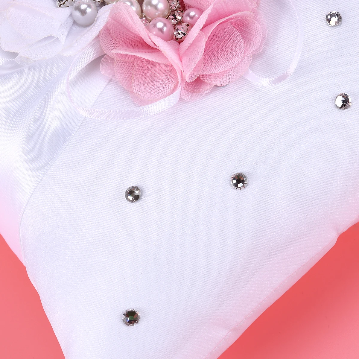 

20x20cm Wedding Ring Pillow Pearl Flower Decorations Lightweight Bearer Strap Soft Bridal Ceremony Accessories DIY Decor
