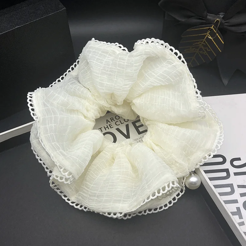 

Изысканный и нежный стиль, элегантный и универсальный, широкая повязка для волос с бантом, аксессуар для волос в корейском стиле с жемчугом, резинка для волос.