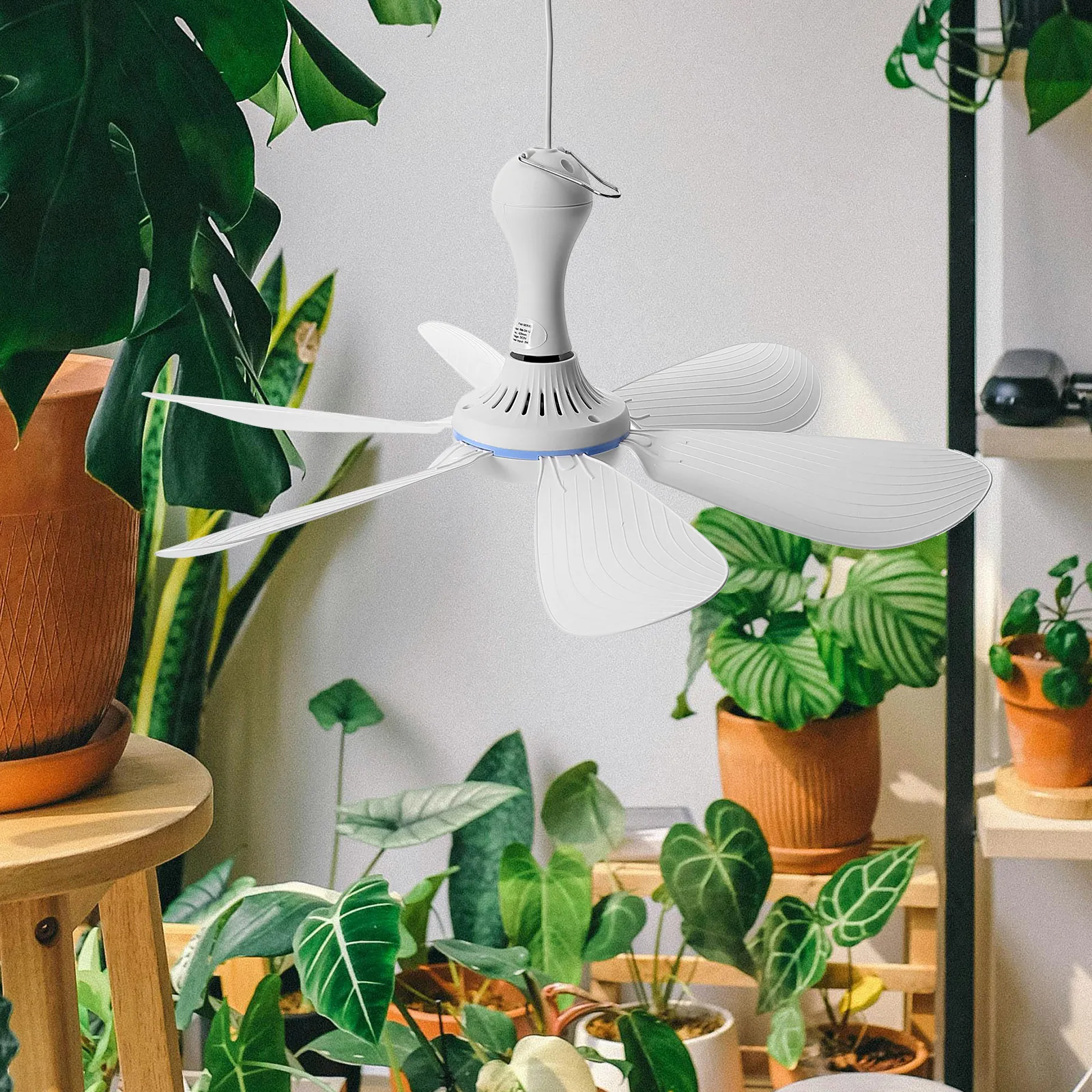 USB Small Ceiling Fan Compact Modern Mini Fan for Plants Pets Low Noise Plastic Space Saving USB Powered Portable