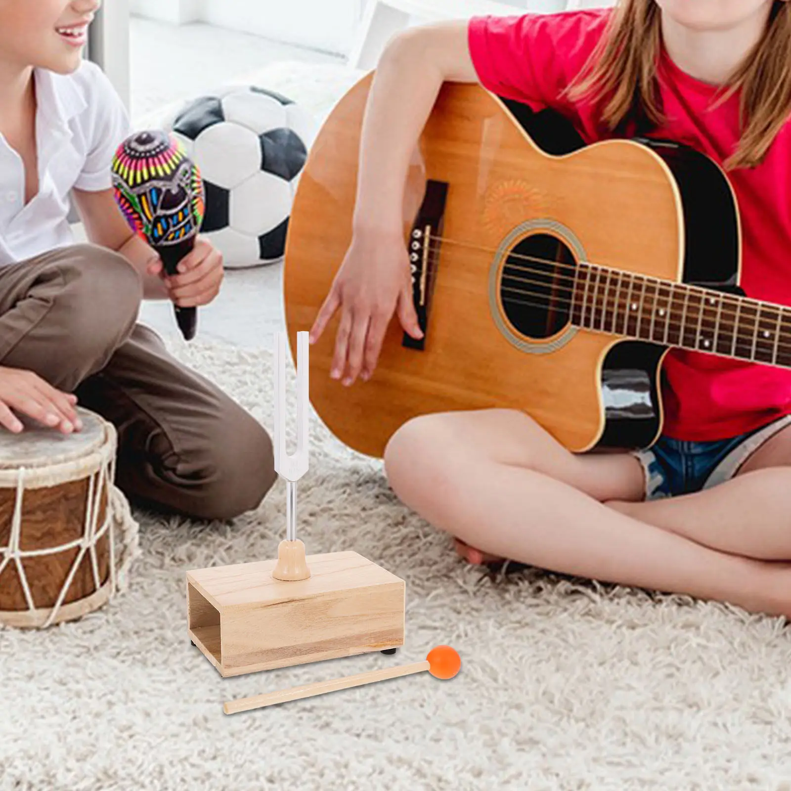 

Набор: алюминиевая камертон-гармоника с деревянным резонаторным корпусом и молоточком для йоги, медитации, релаксации, звукотерапии