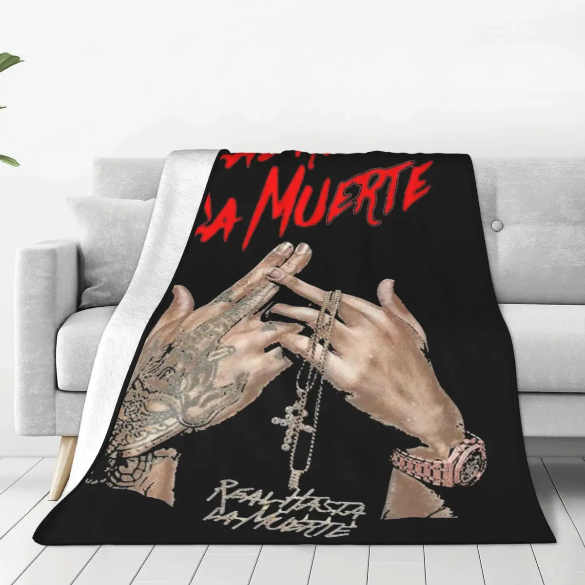 Anuel AA Real Hasta La Muerte Blankets Flannel Printed Rapper Cozy Warm Throw Blankets for Bedding Travel Quilt