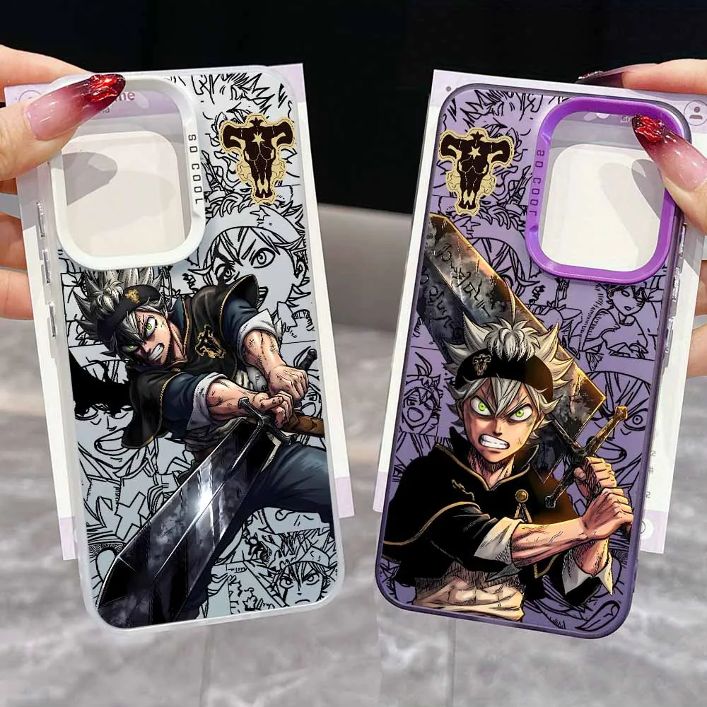 Funda de silicona colorida para teléfono Samsung A37 A57 A73 A72 A71 A56 A55 A54 A53 A52 A36 A34 A33 A32 A26 A25 A17, diseño Black Clover Asta