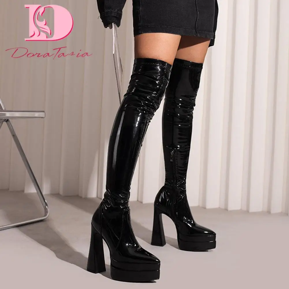 

DoraTasia New Sexy Women over the knee Boots Solid Platform Boots Lady Autumn Winter 2022 Party Prom Shoes Woman Big Size 35-43