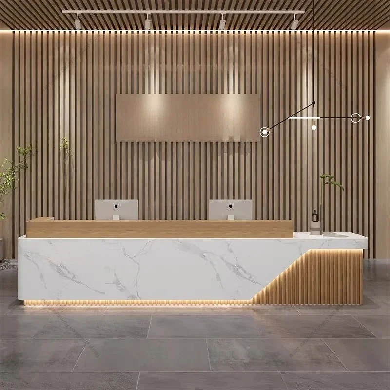 Mostrador de Recepción de Hotel de Diseño Moderno, Estilo Nórdico de Alta Gama, de Mármol, para Salón de Belleza, Muebles de Oficina Minimalistas, Pulpito FYRD