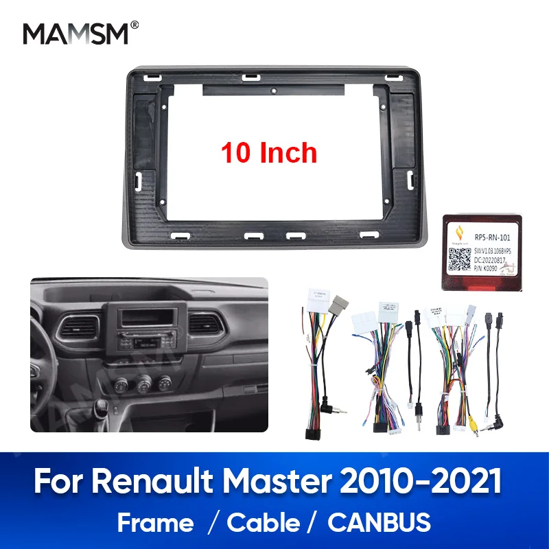 

MAMSM 10'' 2010-2021 FOR RENAULT MASTER Android 2Din Car Radio Fascia Stereo Panel Dash Cable Wire Canbus Decoder Adapter
