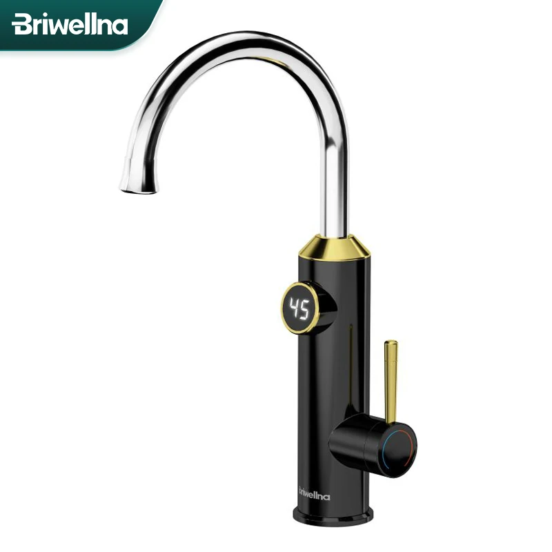 Briwellna Electric Water Heater Kitchen Faucet 2 in 1 Tankless Water Heating 220V Flow Heater Tap Electric Geyser For Home