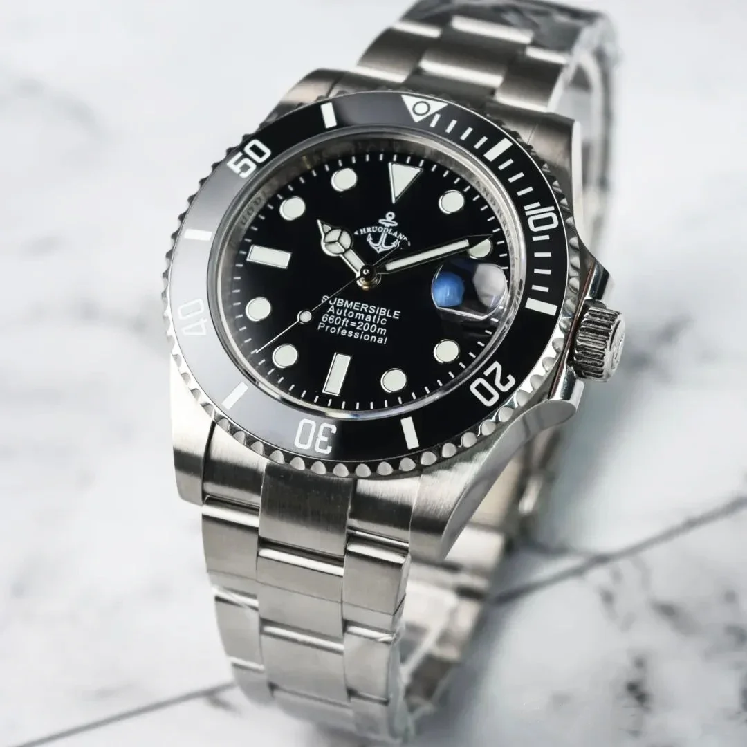 

Hruodland Classic Sub Water Goast Автоматические мужские часы PT5000 SW200 Механические наручные часы из нержавеющей стали с сапфировым стеклом для дайвинга