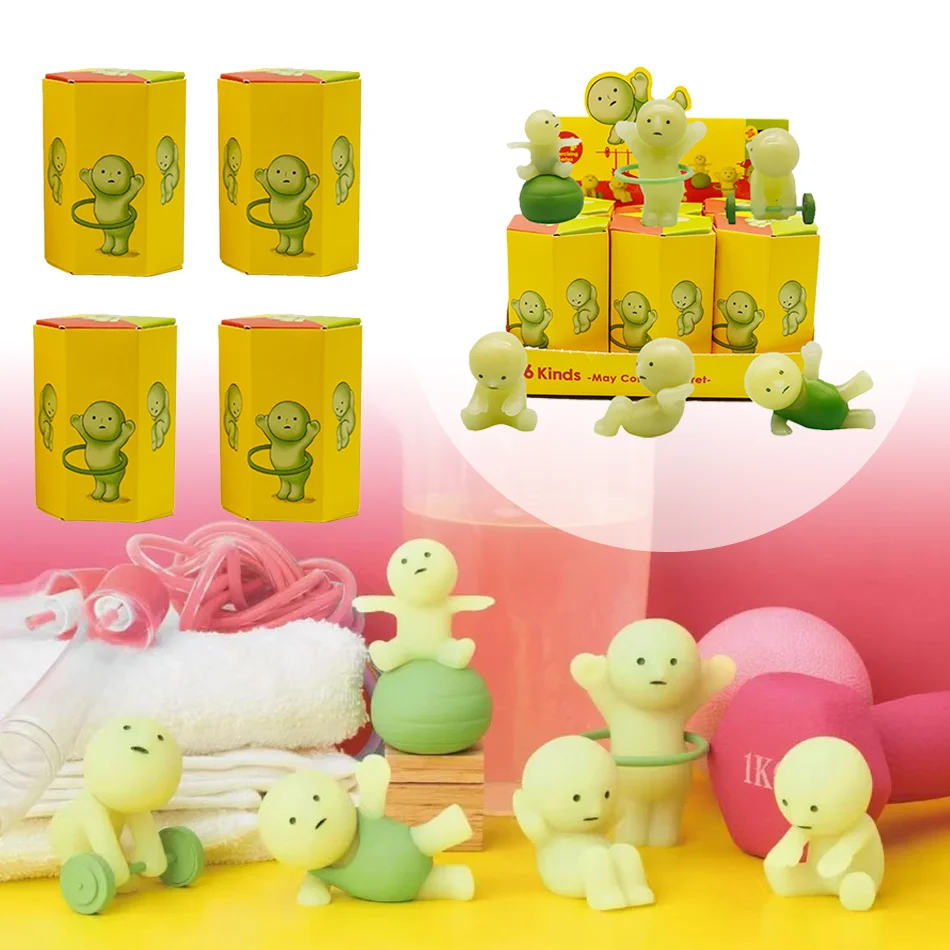 

6 шт., серия Smiski, серебристая зеленая кукла, загадочная слепая коробка, фигурки, модель, украшение для рабочего стола, игрушка для подарка-сюрприза ﻿