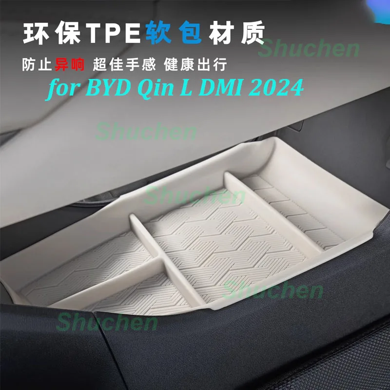 Car Under Central Console Storage Box for BYD Qin L DMI 2024 Under Center TPE Storage Separation Box Interior Accessories