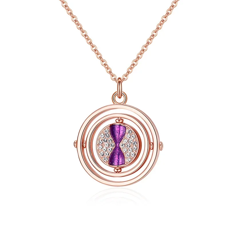 Fashion Hourglass Necklaces Rotatable Women's Time Machine Converter Pendant Sweater Chain Birthday Party Jewelry Gifts