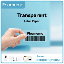 Phomemo Claer Label Tape Transparent Label Sticker Waterproof Paper Adhesive Label For Q30 D30 Portable Thermal Printer Tape