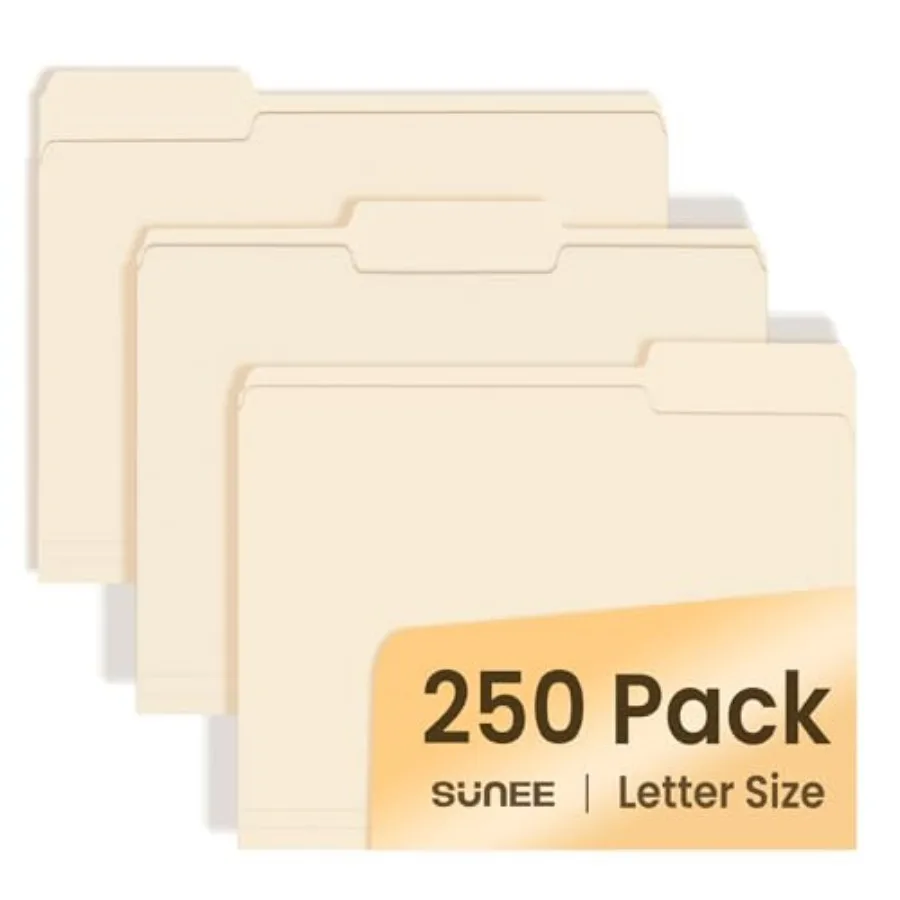 

Folders Letter Size 8.5 x 11 inches,250 Per Box, 1/3 Cut Tab for Easy Labeling and Organization, Durable Standard Paper for Hom