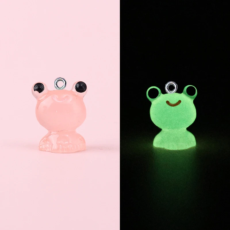 30Pcs 3D Luminous Cute Frog Charms Cartoon Animal Frog Resin Pendant Earrings Keychains Accessories for DIY Crafts Jewelry Make