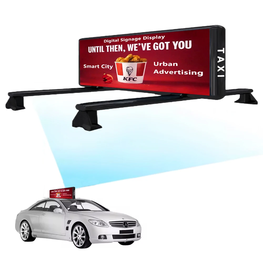 Full Color Outdoor Waterproof Taxi Top LED Digital Signage Displays Screen 4G WIFI Wireless Control Car Roof Led Panel Billboard