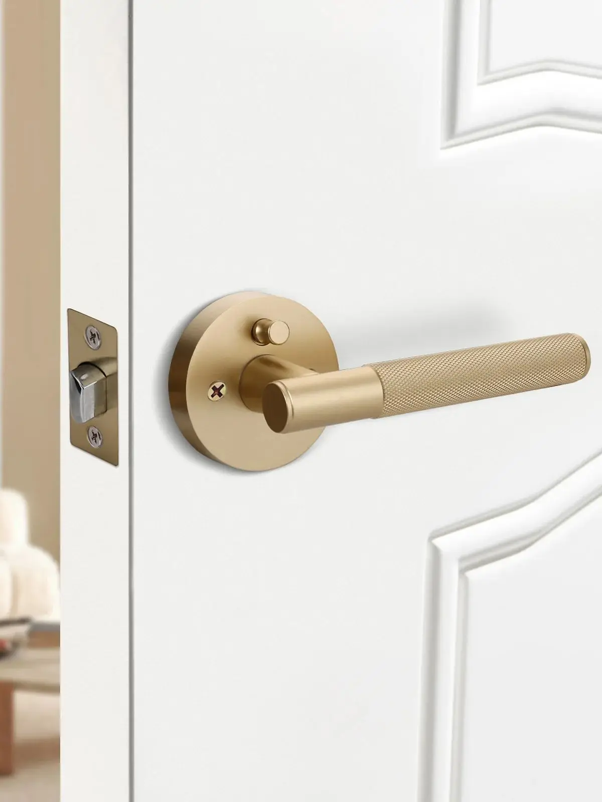 Viladepot Privacy Deurgreep Gekartelde handgreep Hendel Slaapkamer Badkamer Doorgang Deurslot Omkeerbaar Keyless - afbeelding 2