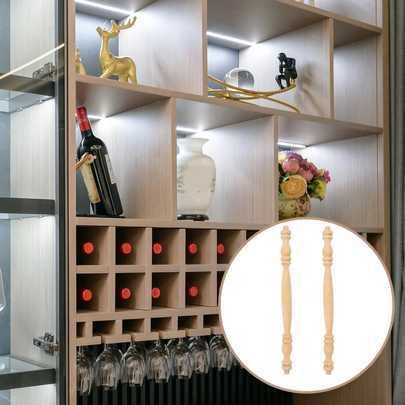 

2Pcs Solid Wood Furniture Spindles Decorative Columns for Home Restaurant Wooden Baluster Staircase Interior Stairs Spindles