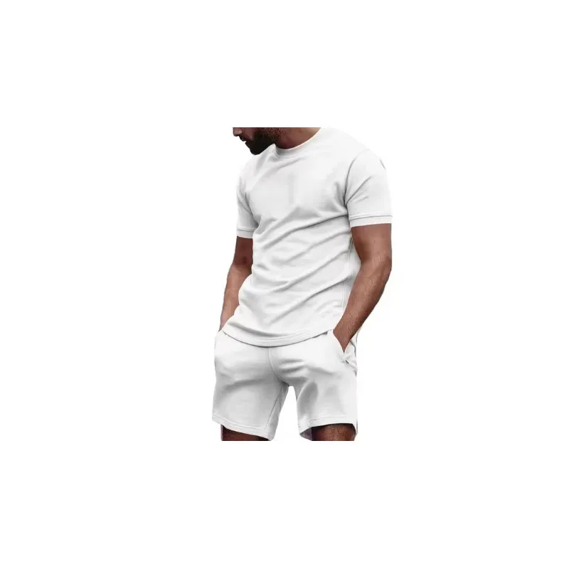 summer men's sportswear short sleeved T-shirt + sports shorts Quick drying, breathable and cool Fitness Fashion two-piece set