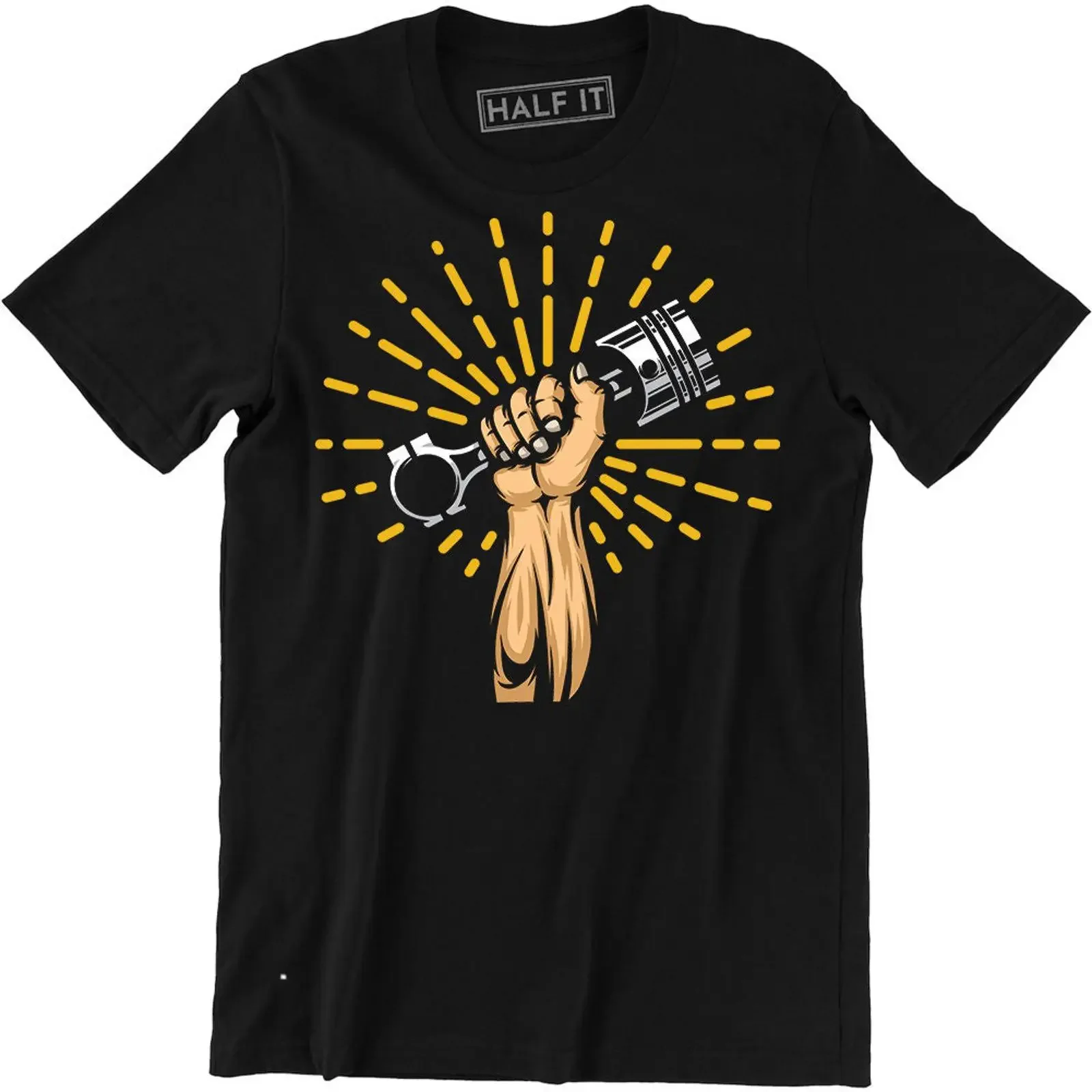 Mechanic Hold Piston Car Engine Motor T Shirt Funny Parts Repair  vintage Washed Casual Top For Everyday Wear Versatile
