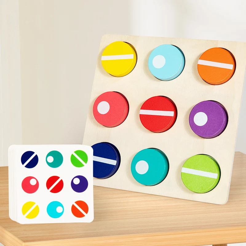 Wooden Twist Game - Spinning Matching Toy With Challenge Cards Helps Children With Fine Motor Skills And Logical Thinking