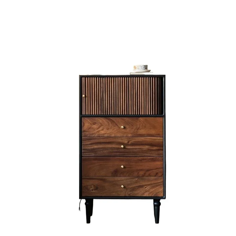 

French retro solid wood chest, antique storage in the bedroom, small household sofa side cabinet, color matching