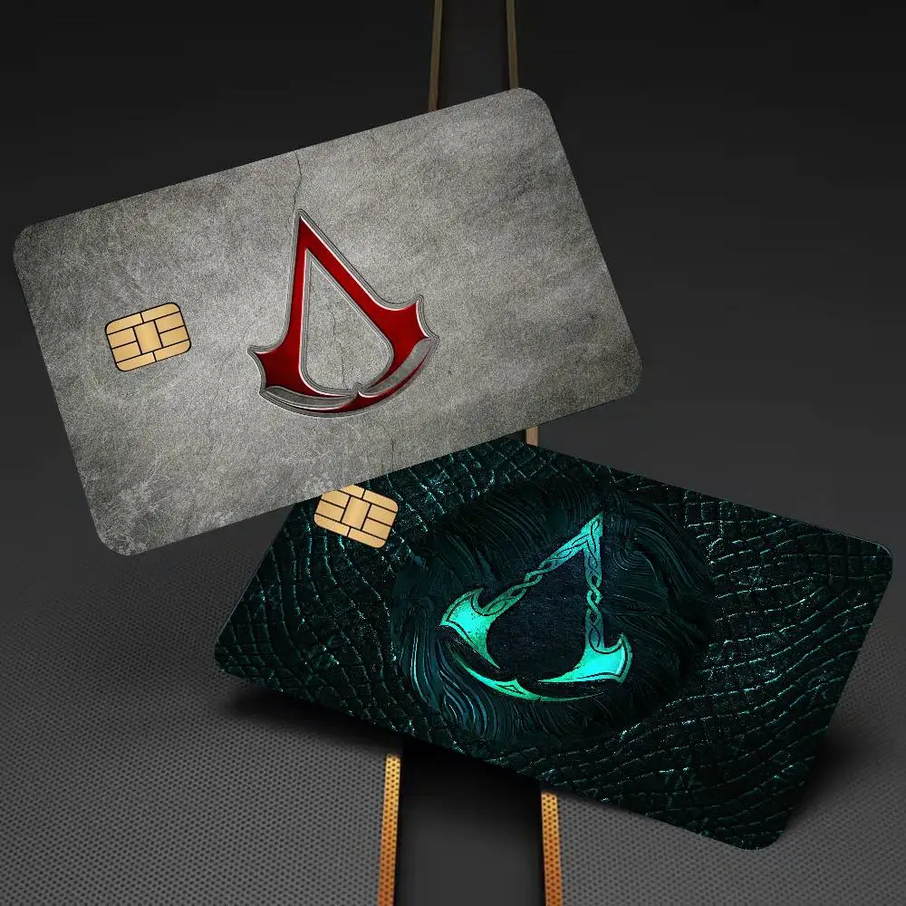 Game AssassinS Creed Cartoon Credit Card Skin Stickers For Bank Card Bus Metro Card Sticker Waterproof Women Gift