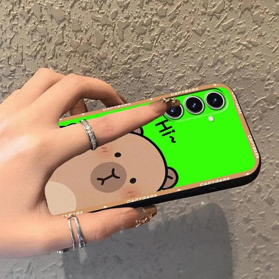 حافظة لهاتف سامسونج جالاكسي S24 Plus S25 Edge S20 S21 FE S23 غطاء هاتف ناعم أسود للغاية كارتوني لطيف كابيبارا #3