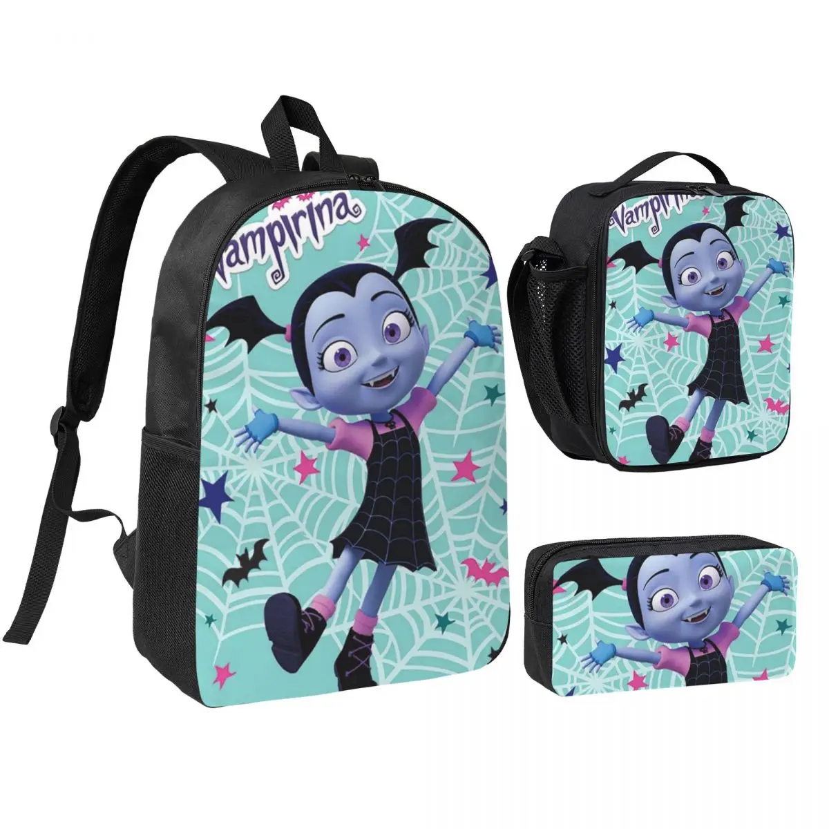 

Girls Vampirina Print Backpack Student BookBag School Bag Shoulder Bags 3ps Insulated Lunch Bag Pencil Case