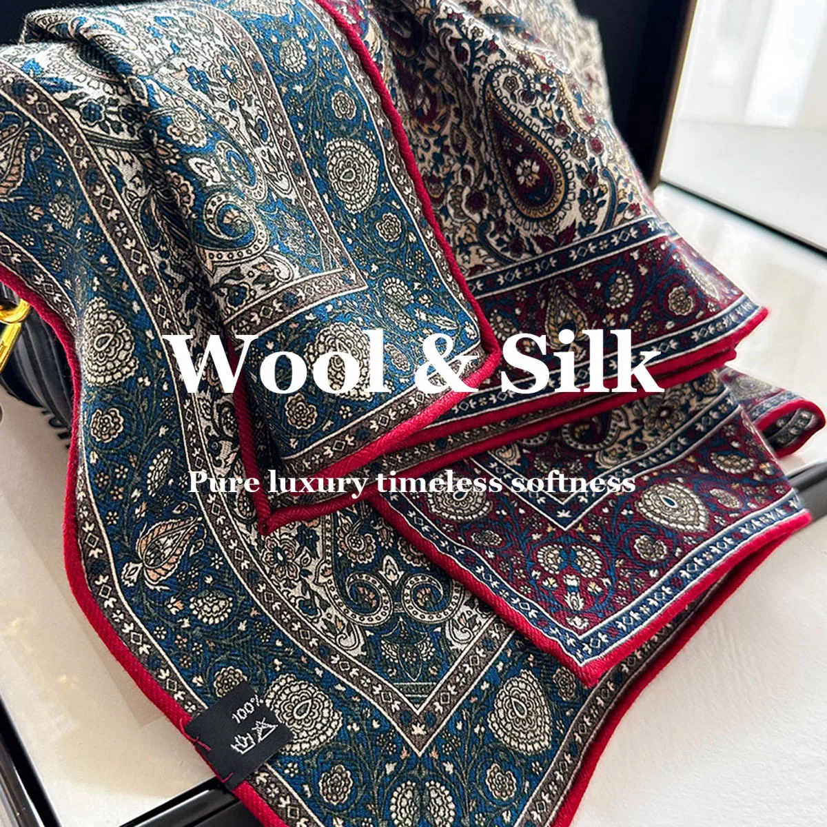 

Шарф-платок женский квадратный из 82% шерсти и 18% натурального шелка, многофункциональный, в стиле ретро, для волос, на шею, головной убор, бандана