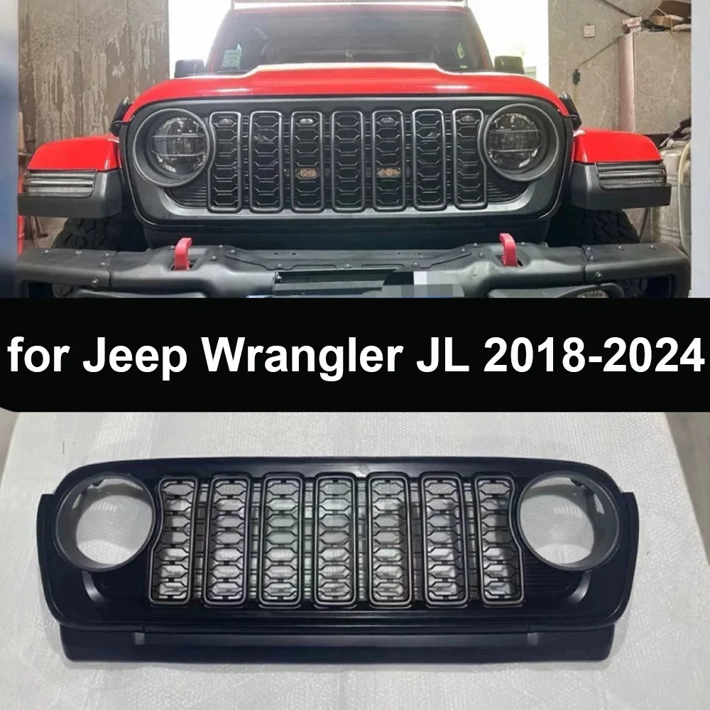 Решетка переднего бампера для Jeep Wrangler JL 2018-2024, гоночная решетка, новый дизайн, автомобильные аксессуары