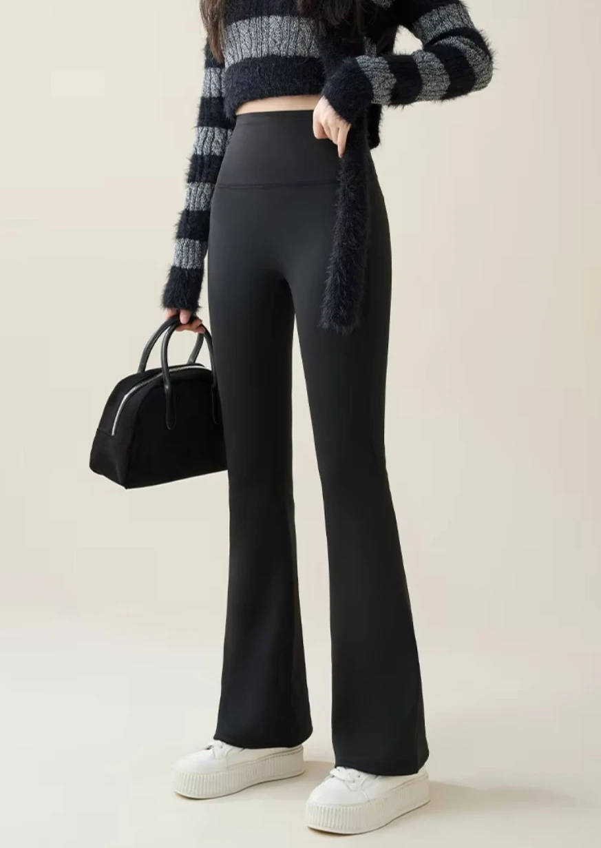 Winter-Leggings mit hoher Taille und ausgestelltem Bein für Damen, mit Fleece-Futter, Bauchkontrolle, Po-Lifting-Effekt, Yoga-Hose, dehnbare Freizeithose, Damenbekleidung – Detail 21