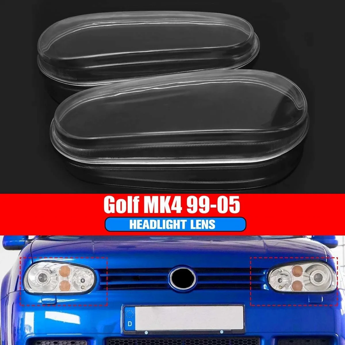 

Для Golf MK4 R32 1999-2005 левая фара корпус лампы затемнение Прозрачная крышка объектива Крышка фары