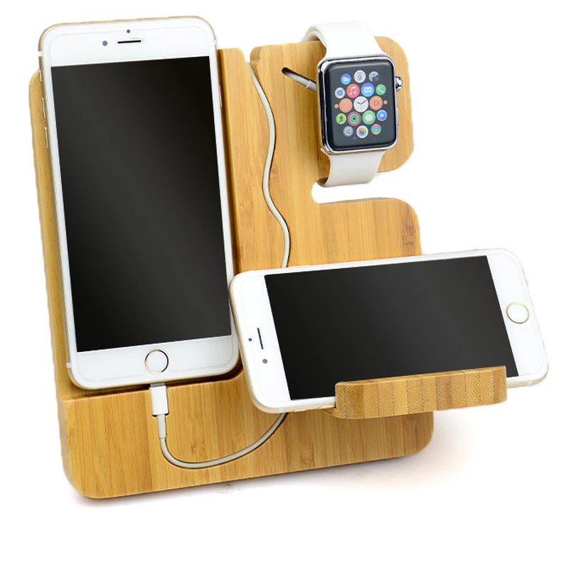 Charging Dock for Apple Watch Phone Stand Station Wood Base Charger Holder for Apple Watch IWatch IPhone Bamboo