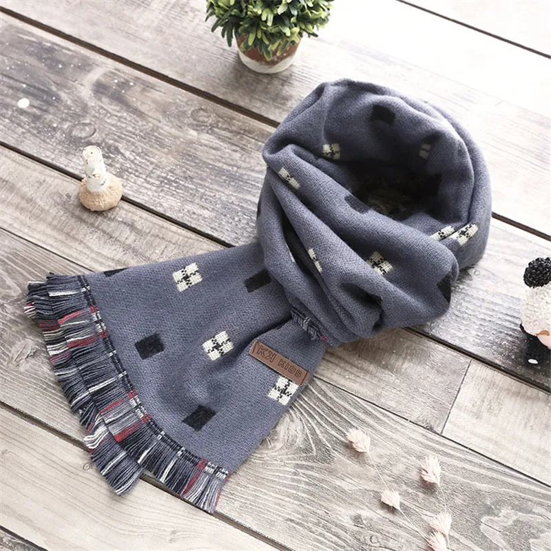 Kids Tassels Long Scarf Girl Boy Autumn Winter Print jacquard weave Scarves 2022 Child Warm Accessories