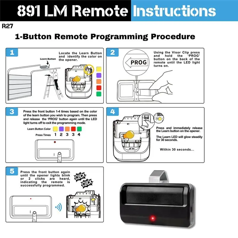 B27B Or 891LM Liftmaster Craftsman Chamberlain Garage Door Opener Remote Universal Garage Door Opener