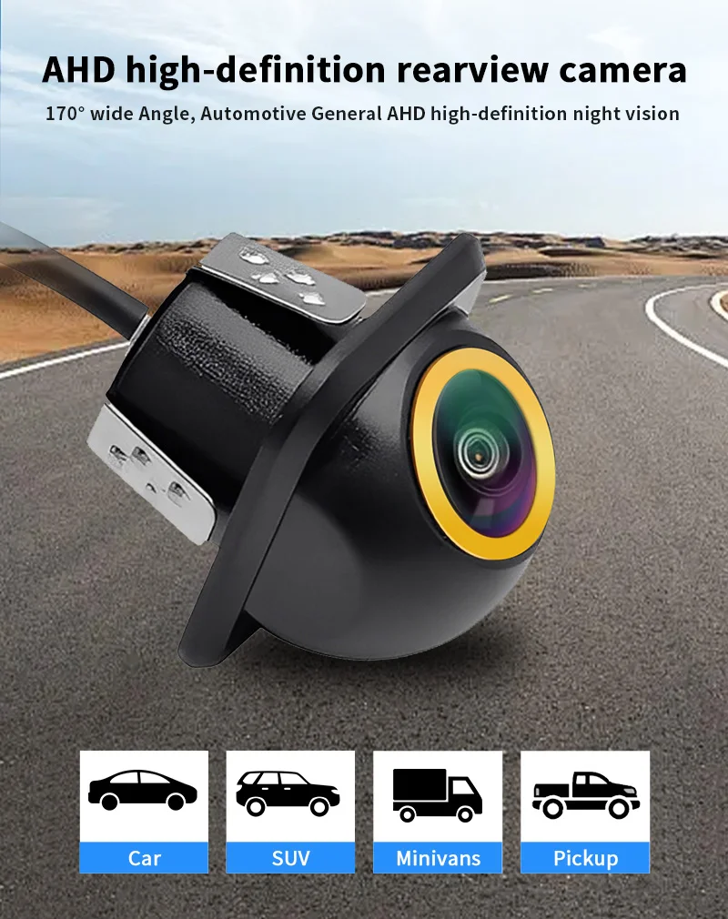 AHD 1080P/720P Fisheye Auto-Rückfahrkamera 170° ° Ultra-Weitwinkel HD Nachtsicht IP68 Wasserdichte Universelle Fahrzeug-Parkkamera – Detail 7
