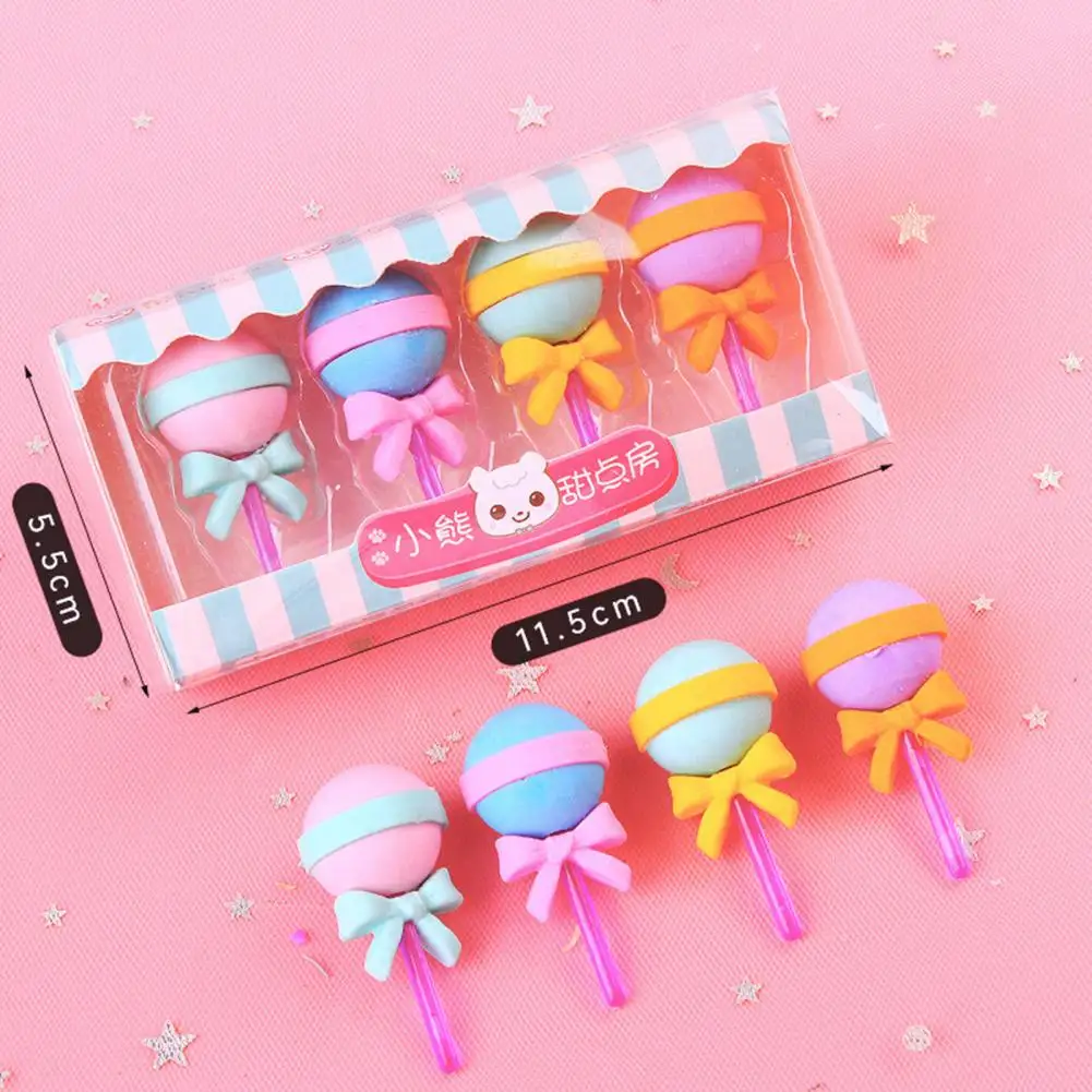 محايات لينة تلميذ القرطاسية لطيف الغذاء شكل الكرتون محايات مصاصة الآيس كريم دونات المصاصة آمنة للأطفال للترفيه
