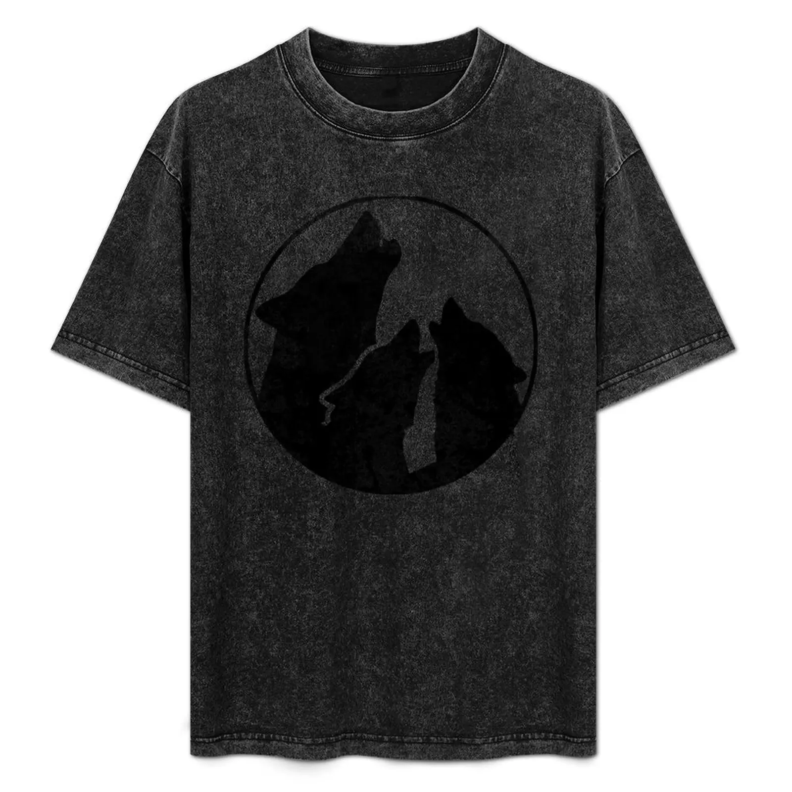 

Three Hungry Howling Wolves T-Shirt oversized graphic tee graphic t shirt vintage anime clothes black t shirts for men