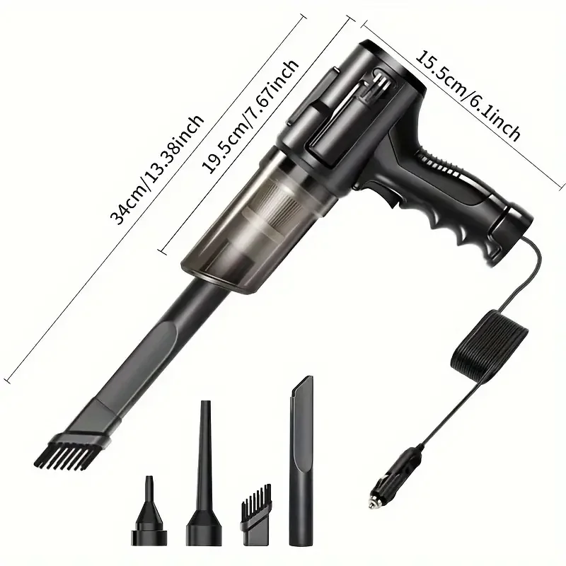 1 wired handheld vacuum cleaner, 12V cigarette lighter power supply, 100W high-power portable car mini vacuum cleaner