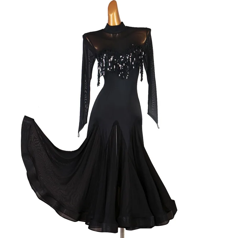 Clothing for Girls Sexy Ballroom Black Dresses 2023New Clothes Competition Dancing Dress Women Dance Standard Waltz Adult Modern