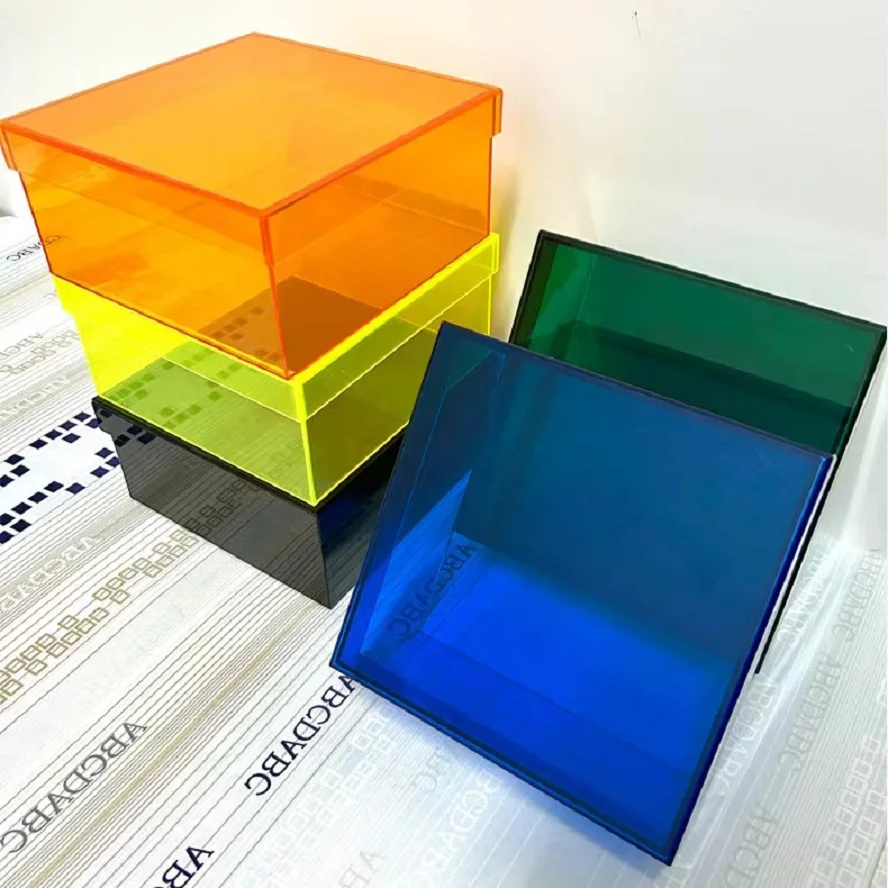 Colorful Acrylic Storage Box with Lid, for Wedding, Party, Anniversary Accompanying Gifts Box, Cosmetic Storage Case, Reusable