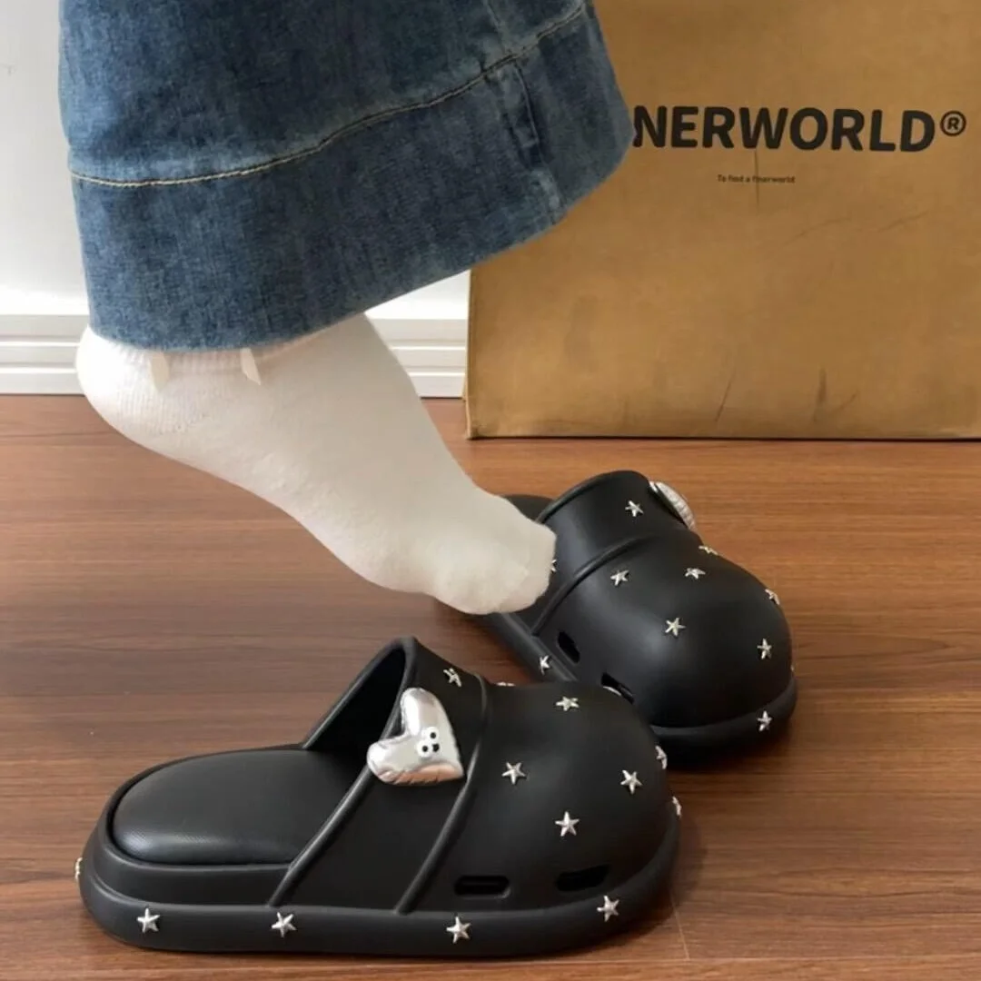 

Casual Style Half Slippers Women's Outdoor Wear Spring Summer New Fashion Thick Bottom Heightening Lazy Hole Hole Shoes