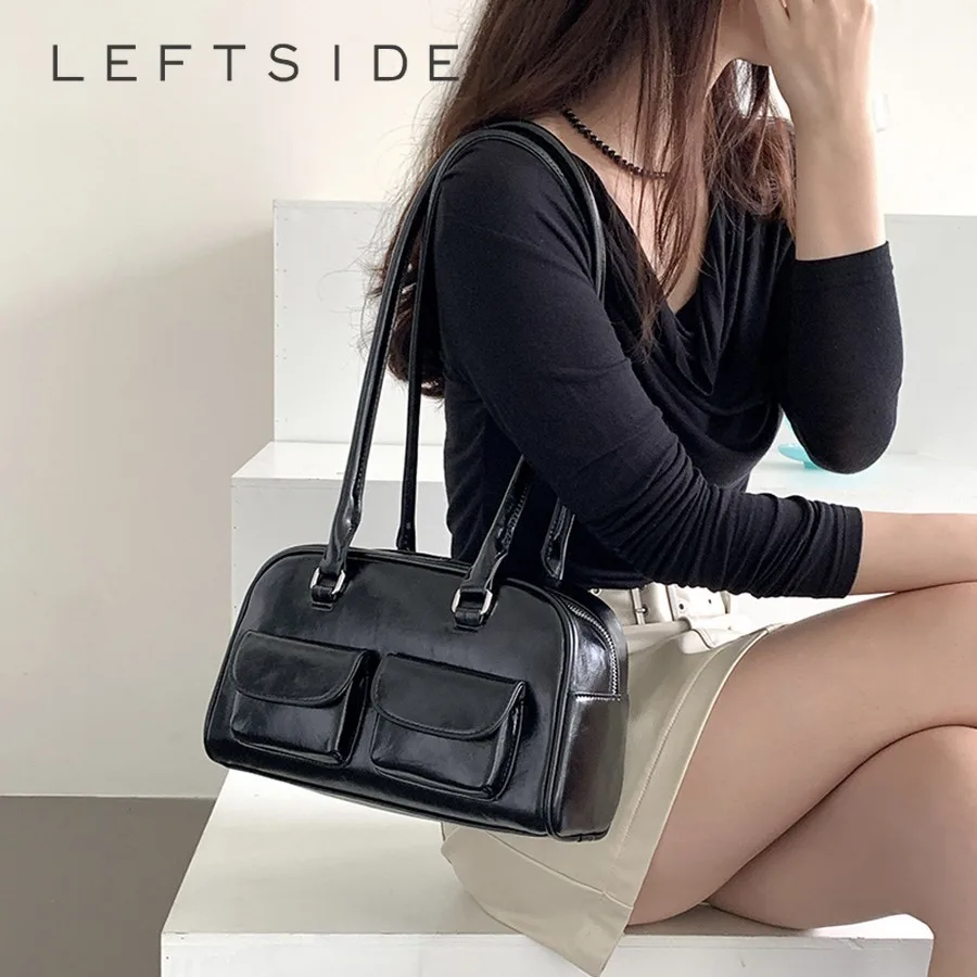 Leftside-Sacs à main rétro à double poches pour femmes, sacs à main sous les bras, sacs à main pour femmes, tendance de la mode coréenne, 2024