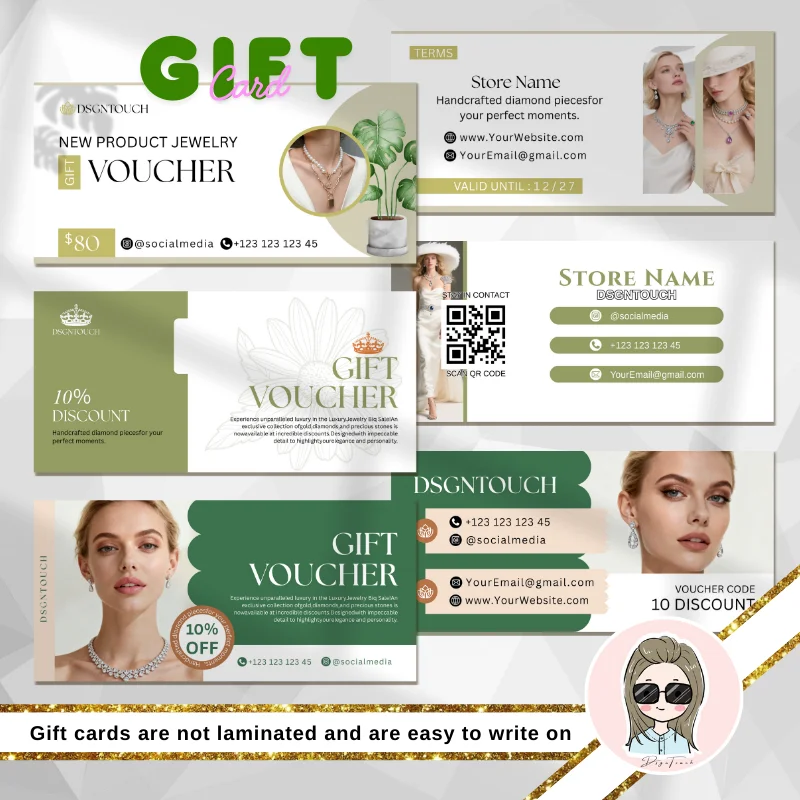 

DSGNTOUCH 200 pcs Custom Gift Card Uncoated Paper No Lamination for Easy Writing Free Design Service Business Gift Voucher