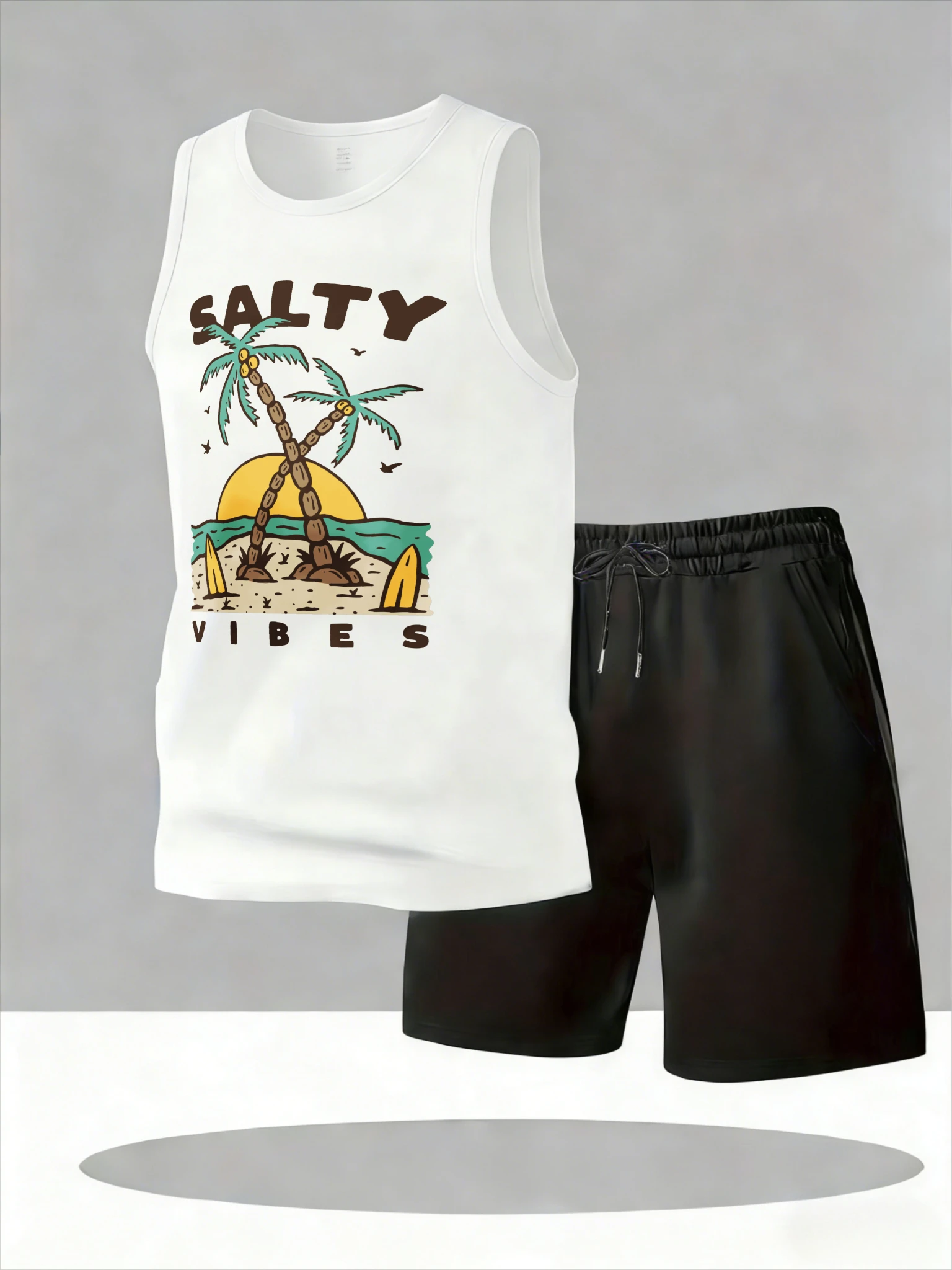 

Men's Tank Top Sets 2026 Summer Quick drying beach crewneck Sportswear sports men's sports suit oversize Breathable running